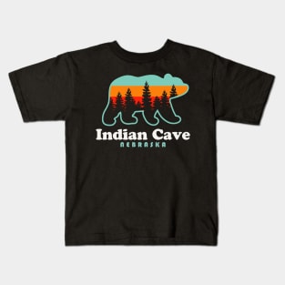 Indian Cave Nebraska Bear Retro Sunset Kids T-Shirt